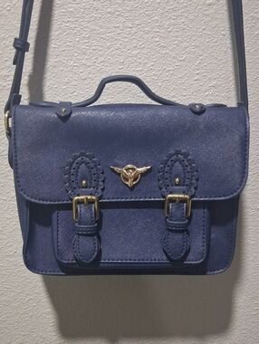 Marvel  Loungefly Navy Blue Satchel Crossbody with Gold Accent